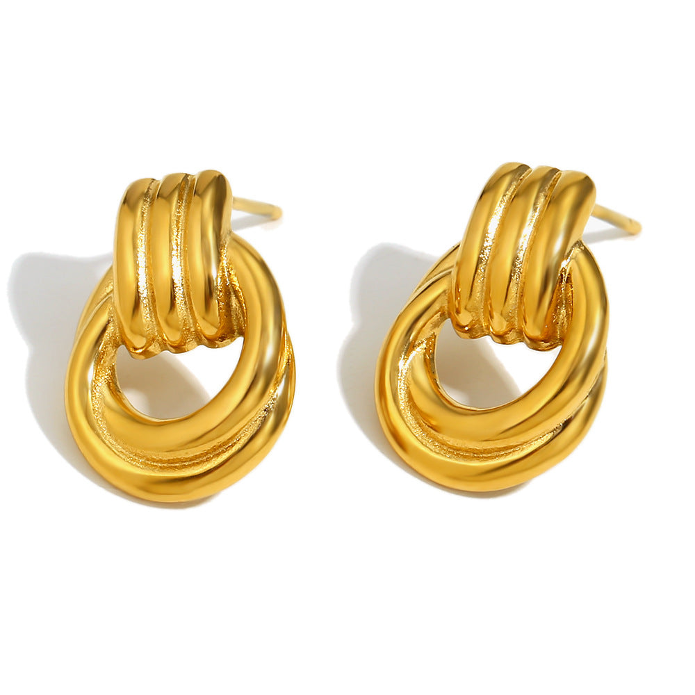 Personalized Popular Earrings Stainless Steel 18K Gold Plated Flower Frame Circle Pearl Earrings For Women