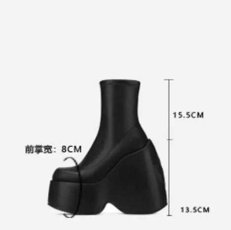 Yyvonne Women Motorcycle Boots Strange Style High Heels Platform Woman Over The Knee High Boots Party Club Platform Boots Platform Shoes
