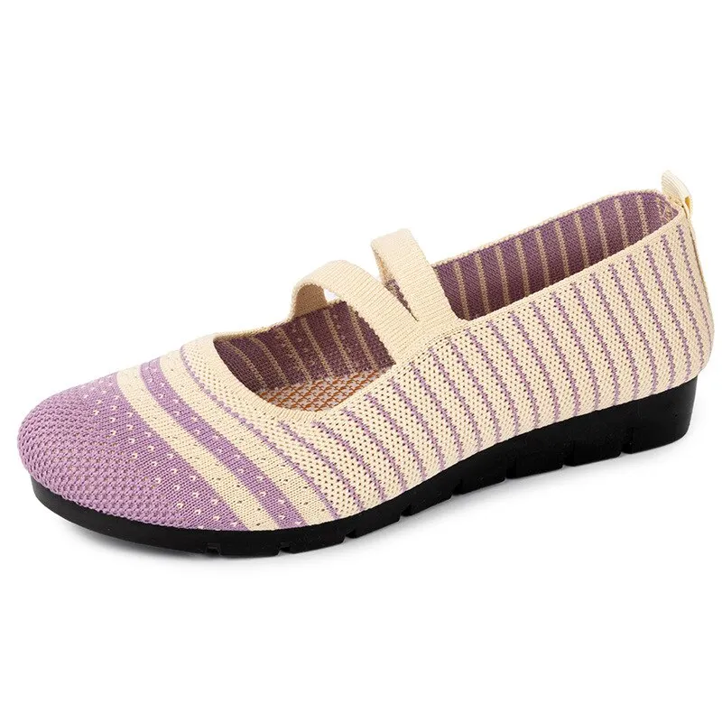 Women's Weaving Breathable Wide Casual Elderly Loafers Flats Shoes 