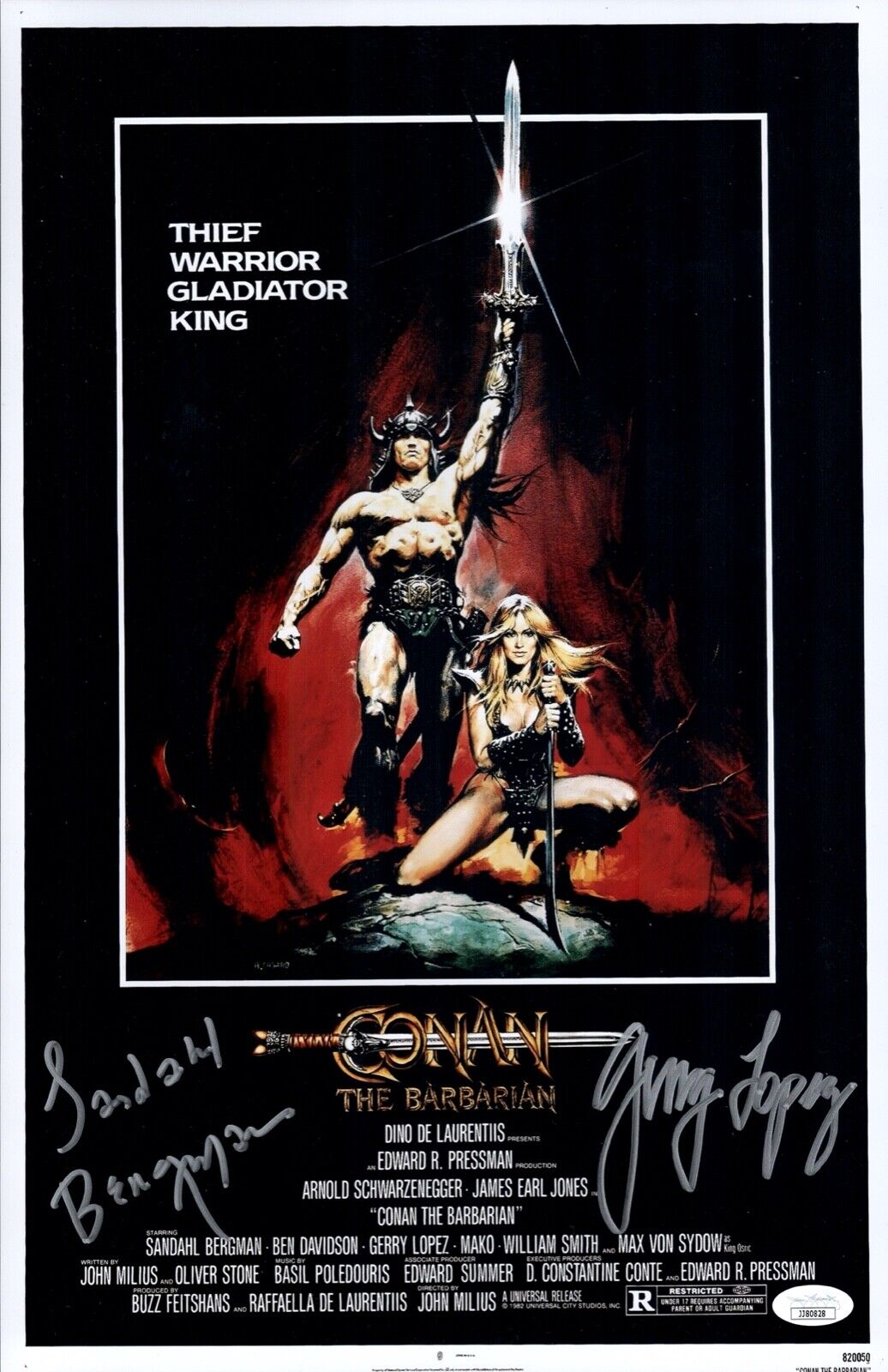 SANDAHL BERGMAN & GERRY LOPEZ Signed CONAN THE BARBARIAN 11x17 Photo Poster painting JSA COA