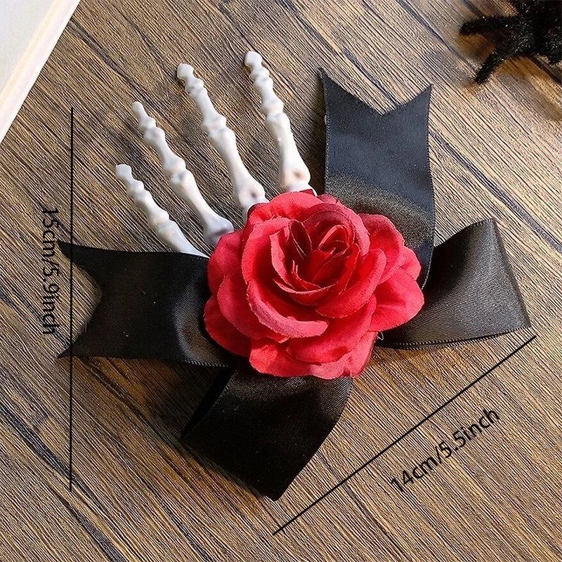 Halloween Gothic Handmade Punk Women’s Hand Flower Bow Knot Arylic Hair Clip Hair Claws