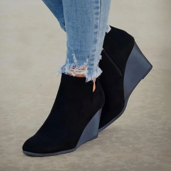 Side Slit Wedge Booties