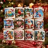 12Pcs Diamond Painting Cave Snowman Greeting Card Set with Envelope