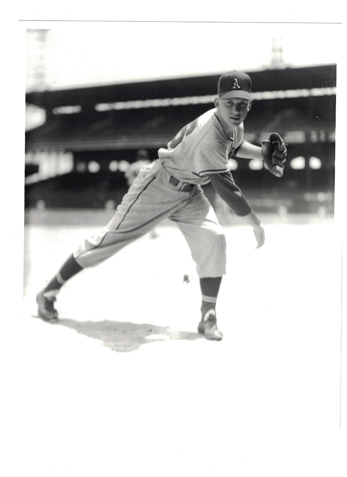 Hal Raether Philadelphia Athletics 8x10 Vintage BRACE Baseball Photo Poster painting RH3