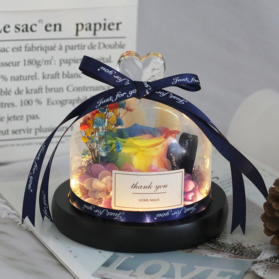 Tegooe DuHouse Forever Roses Preserved Real Flowers in Glass Dome Eternal Flower Gift for Her Valentines Day Anniversary B...