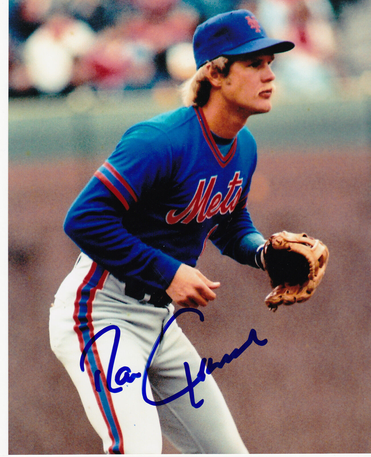 RON GARDENHIRE NEW YORK METS ACTION SIGNED 8x10