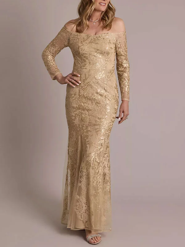 Long-Sleeve Off-the-Shoulder Mermaid Dress