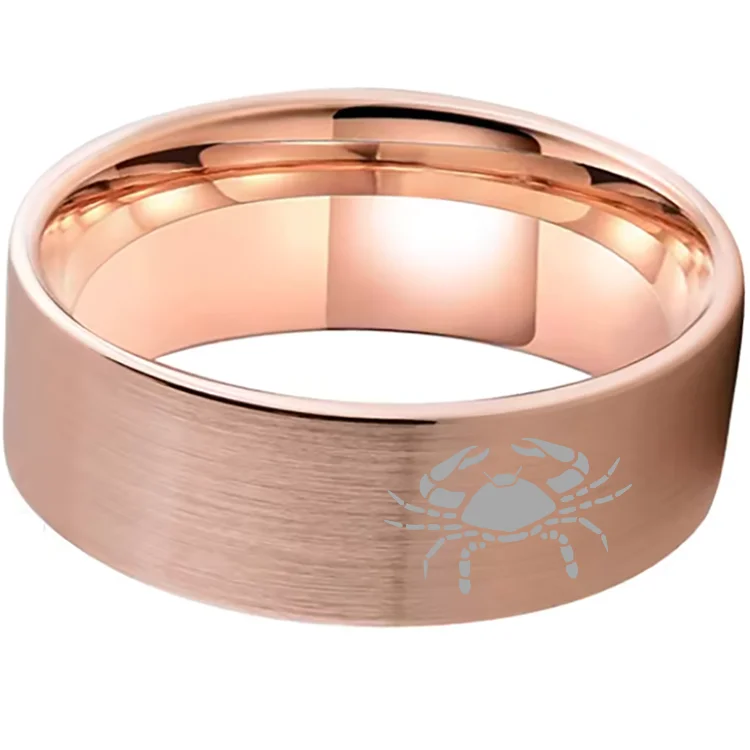 Wedding Fashion Cancer Tungsten Rings and Flat Rose Gold Band Edge Comfort Fit for Men and Women 4MM 6MM 8MM Width
