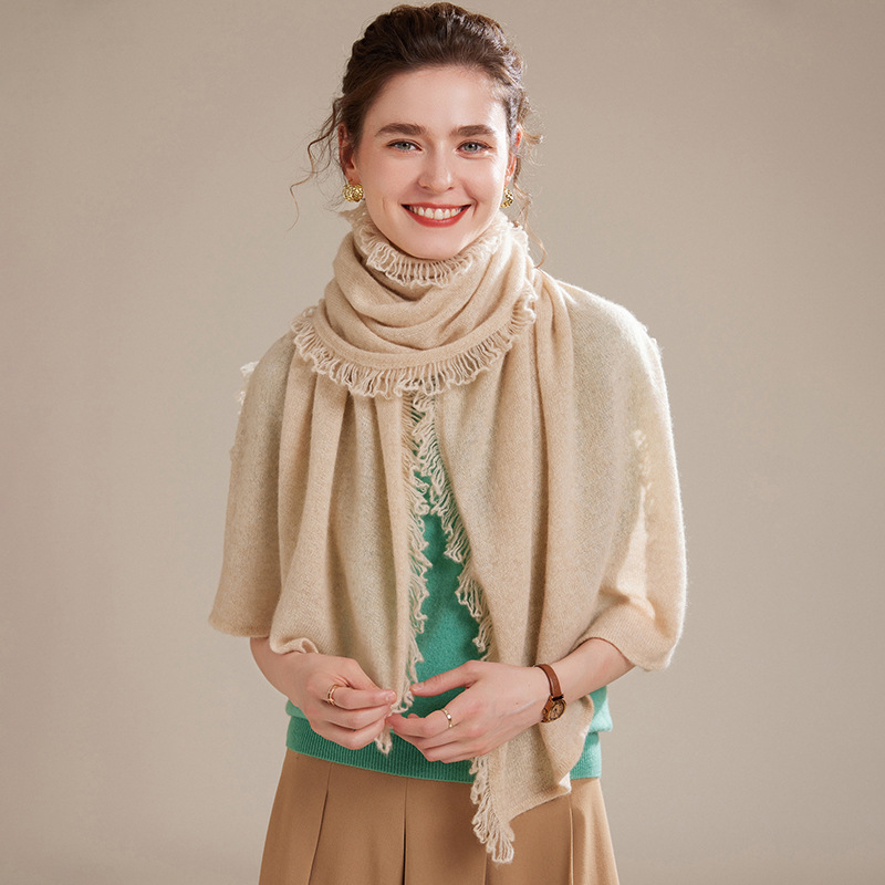 Tassels Cashmere Scarf For Women REAL SILK LIFE