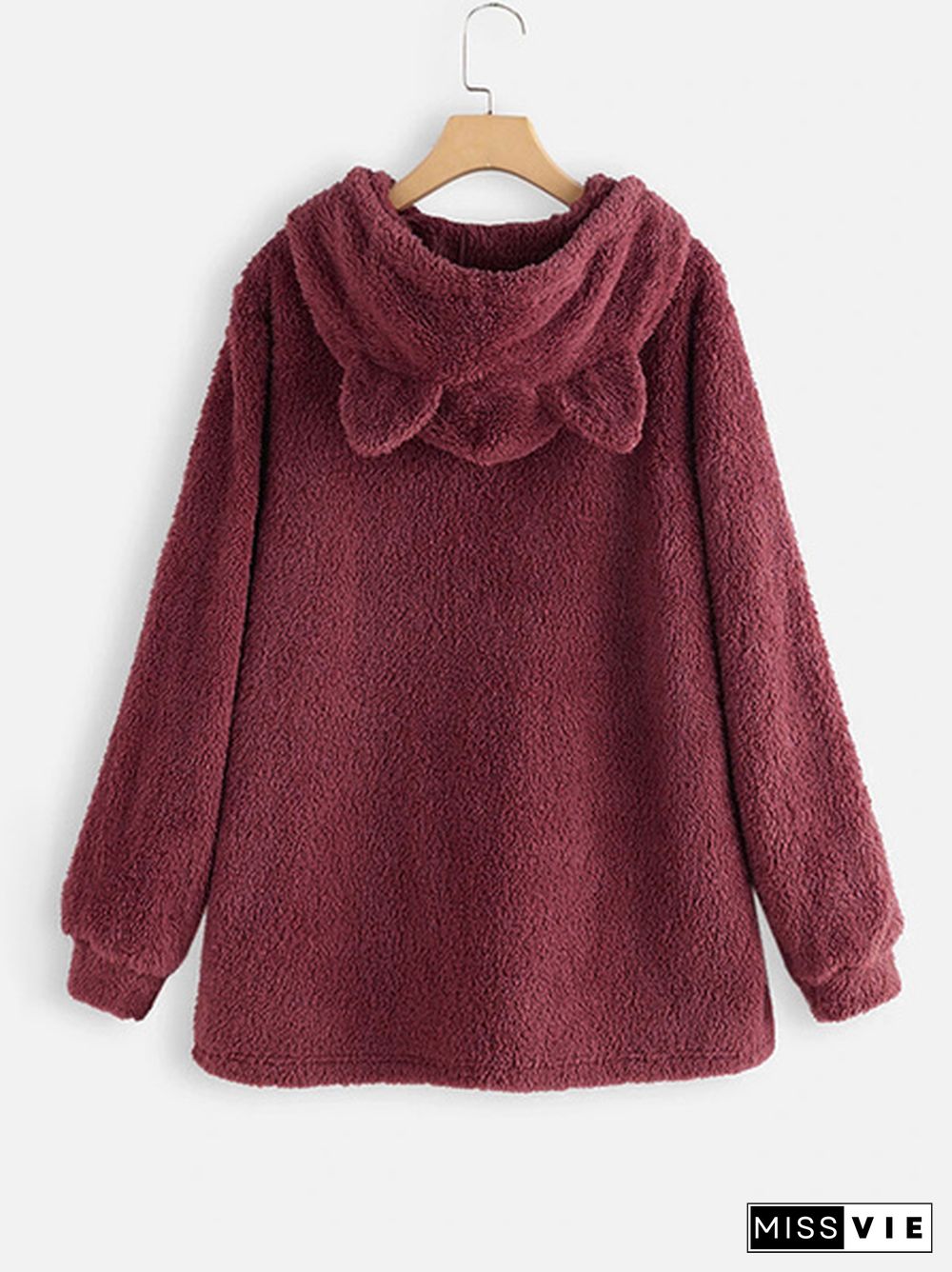 Plus Size Double-Sided Plush Long-Sleeve Hoodie