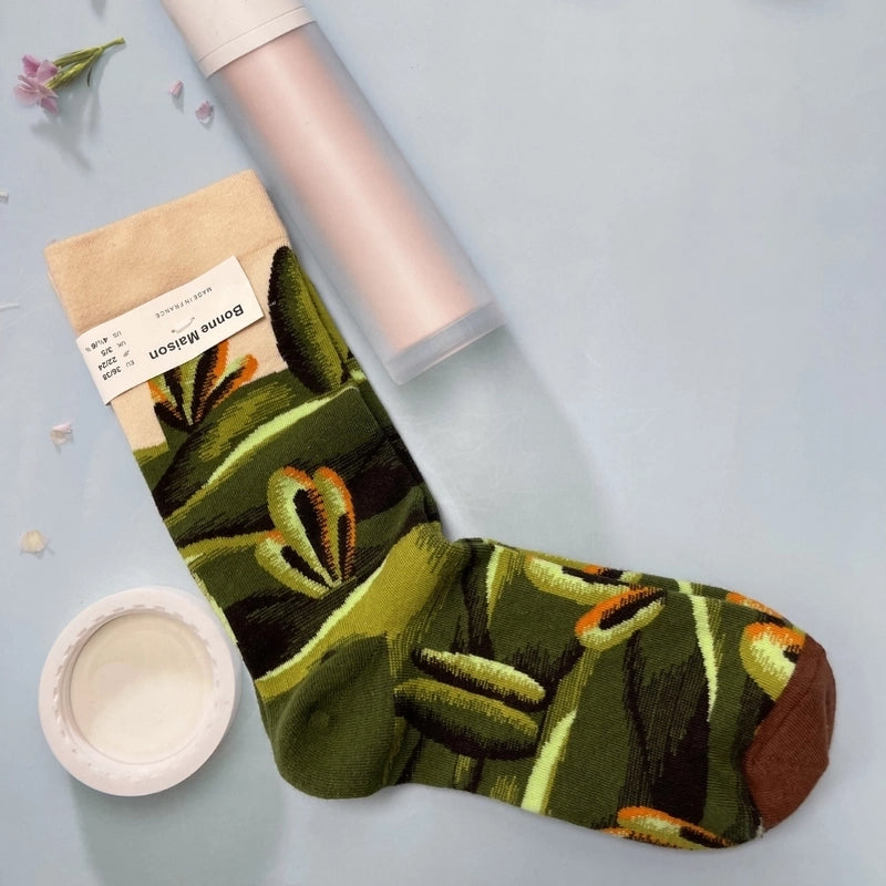 Women’s Minimalist Human Houndstooth Cotton Crew Socks A Pair