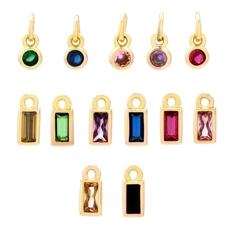 Casual Minimalist Round Rectangle Copper Plating Inlay Zircon 18k Gold Plated Charms