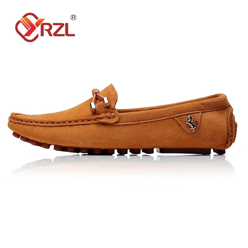YRZL Loafers Men New Design Suede Loafers Genuine Leather Slip on Moccasins Men Comfy Green Driving Loafers for Men