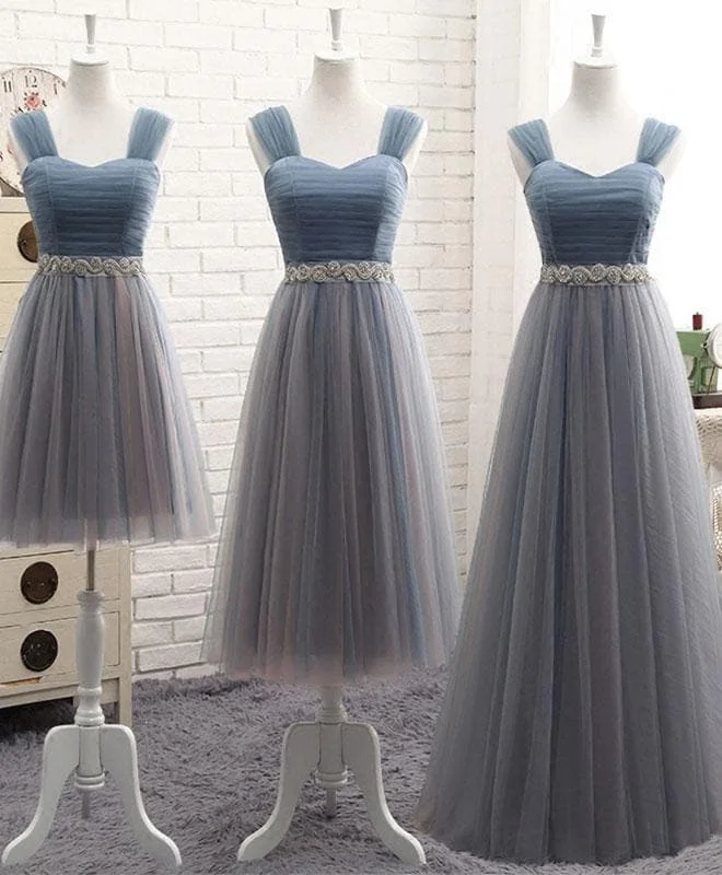 Gray Sweetheart Neck Tulle Prom Dress, Gray Evening Dress