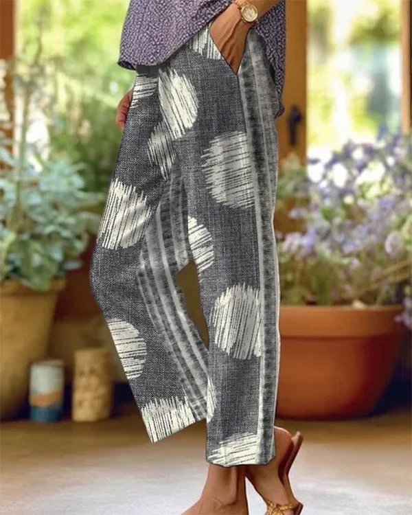 Women's Striped Paneled Casual Pants