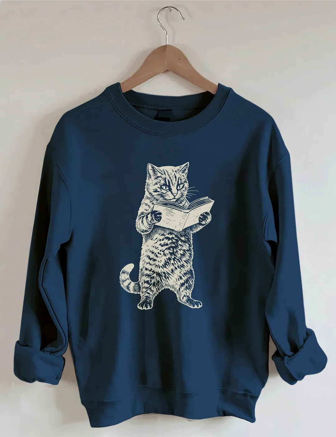 Cat Reading Book Lover Sweatshirt