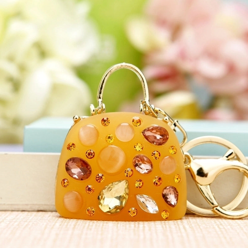 Elegant Korean Style Bag Metal Inlay Rhinestones Women’s Bag Pendant Keychain