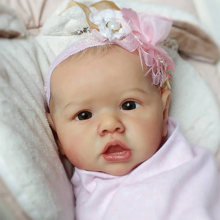 20'' Eyes Opened Lifelike Handmade Reborn Toddler Baby Girl Doll With Painted Hair Unique Rebirth Doll Named Elliana Rebornartdoll® RSAW-Rebornartdoll®