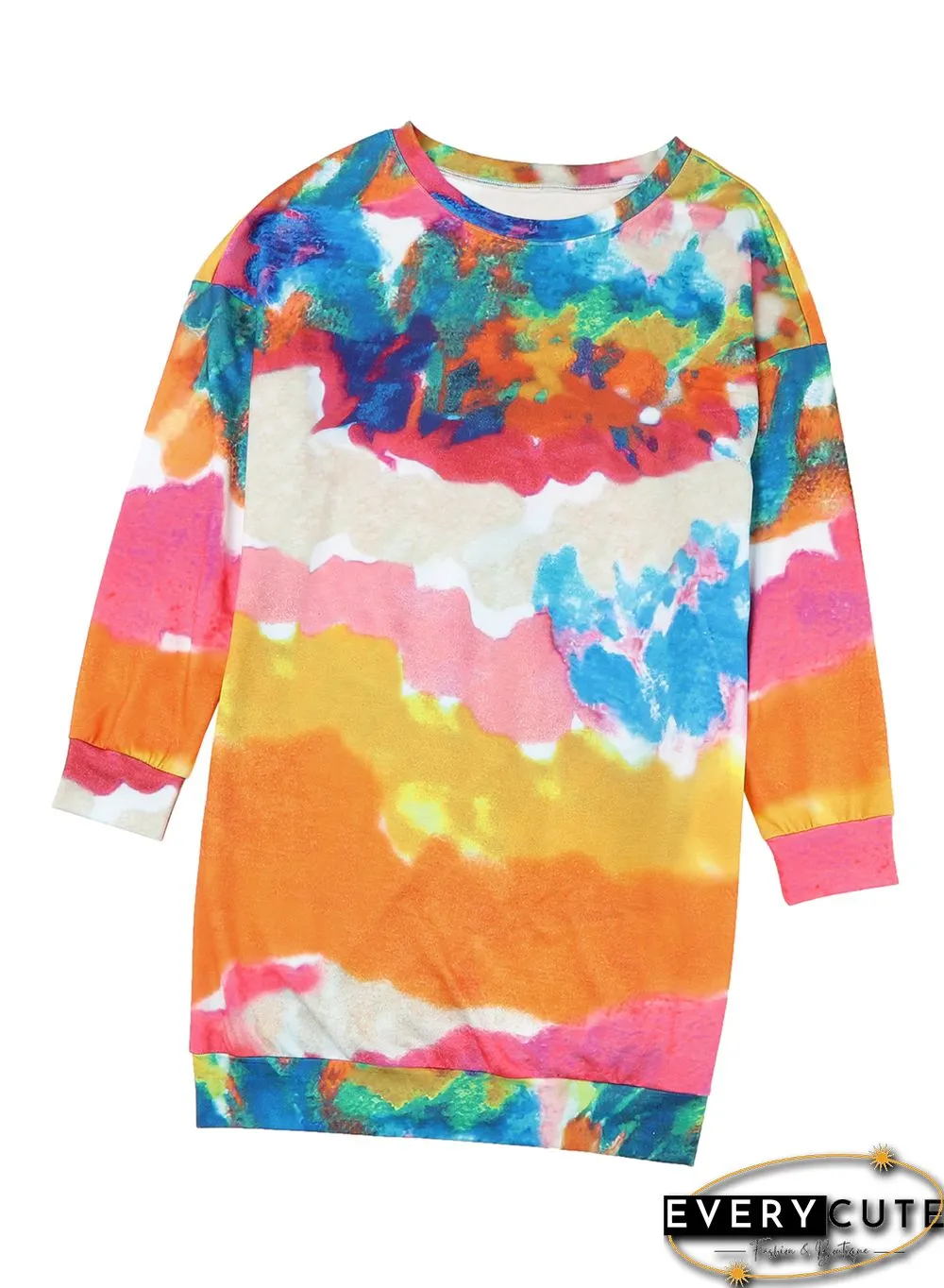 Multicolor Tie Dye Pocketed T Shirt Mini Dress