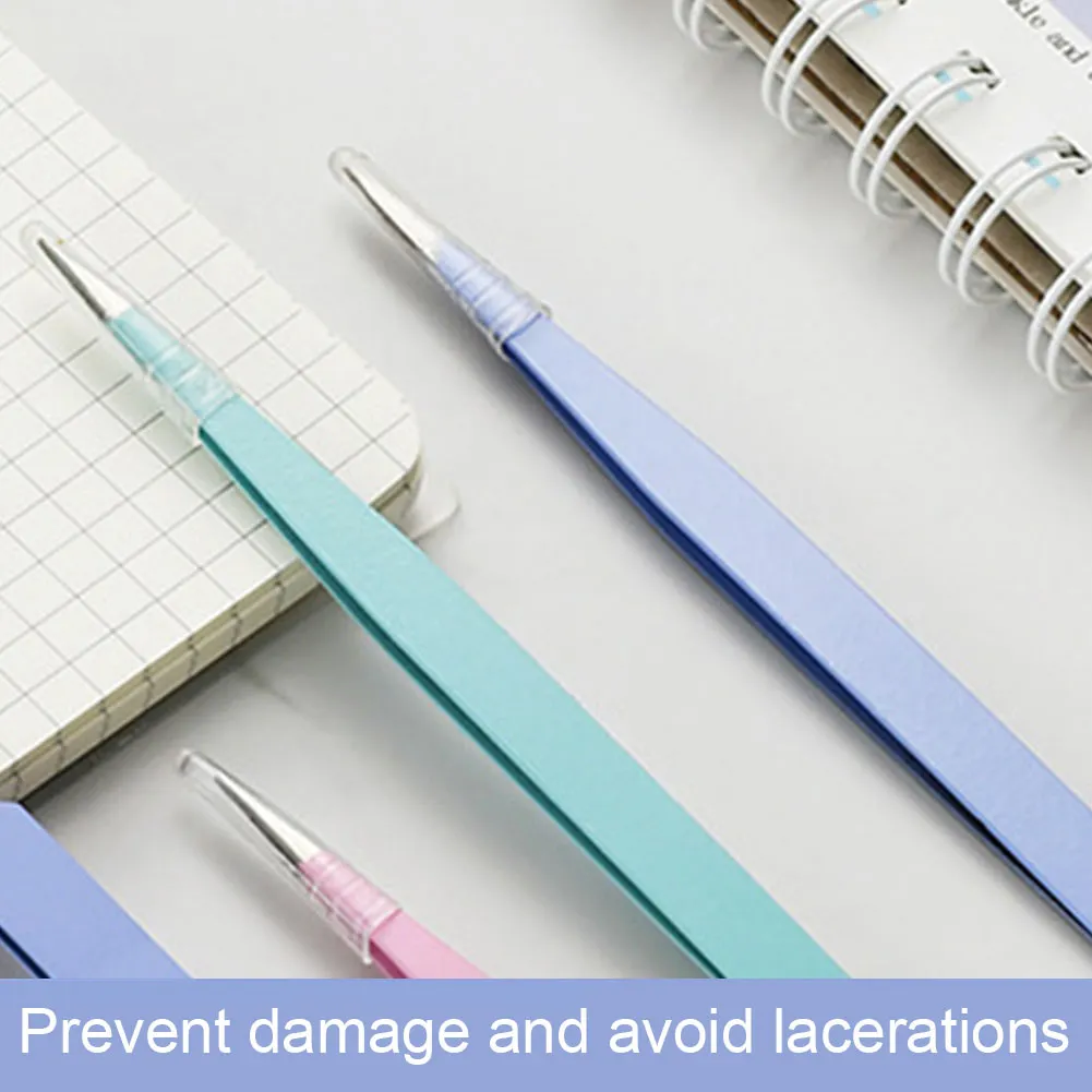 3pcs Macaron Stainless Steel Straight Elbow Pointed Drill Tweezers