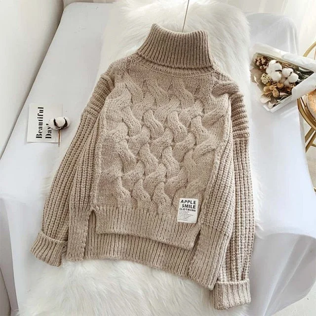 Loose Oversized Solid Color Thick Crop Sweater