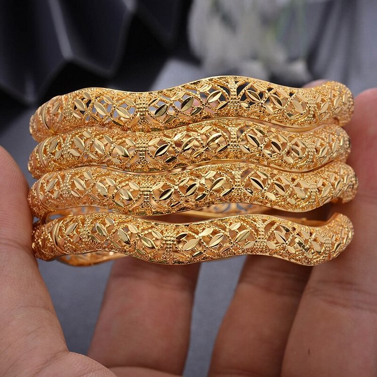 4Pcs/lot Bangles Dubai Gold color Bangles For Women Bangle&amp;Bracelet