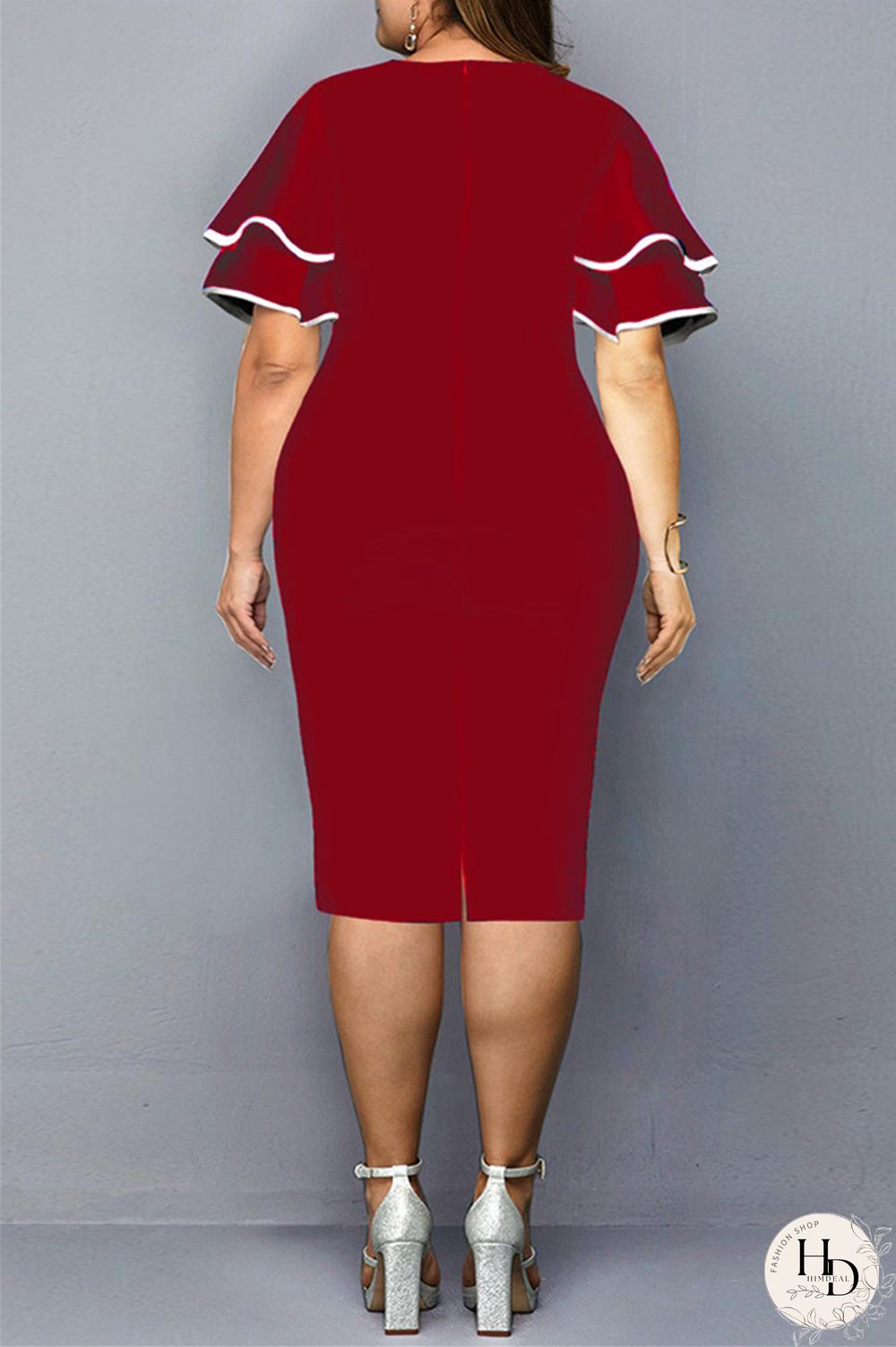 Yellow Fashion Casual Plus Size Print Basic V Neck Short Sleeve Dress