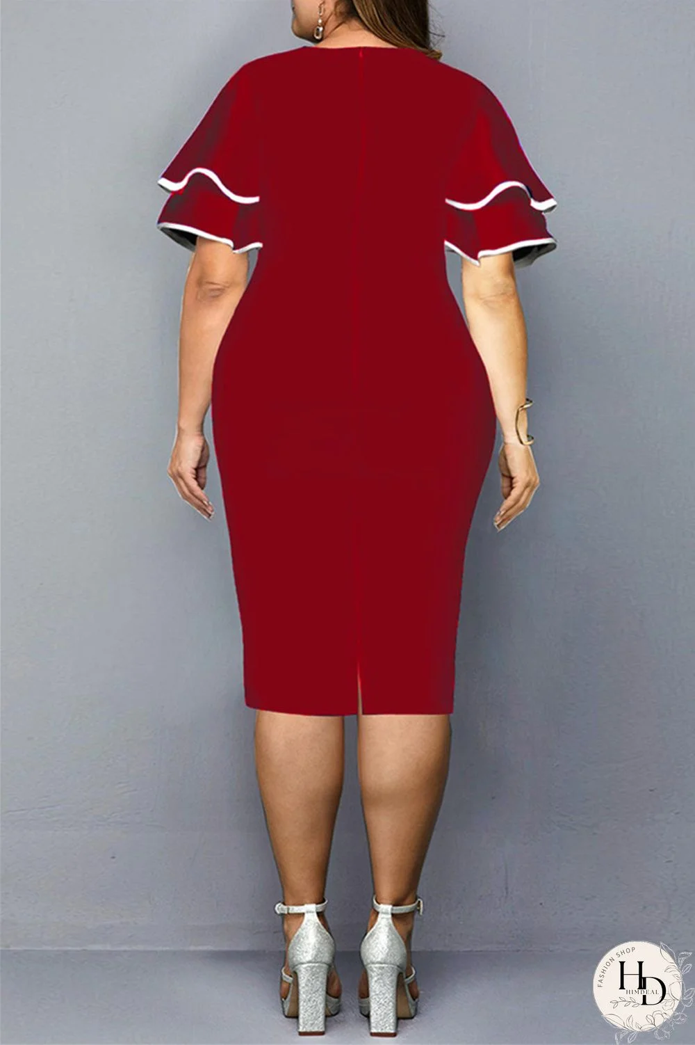 Yellow Fashion Casual Plus Size Print Basic V Neck Short Sleeve Dress