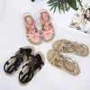 Gioiacombo&trade; 2022 estate sandali carini scarpe basse con strass fiore boh&eacute;mien femminile