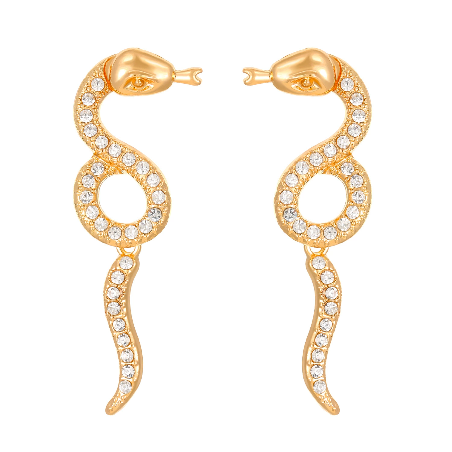 Detachable Curved Snake Zirconia Stud Earrings