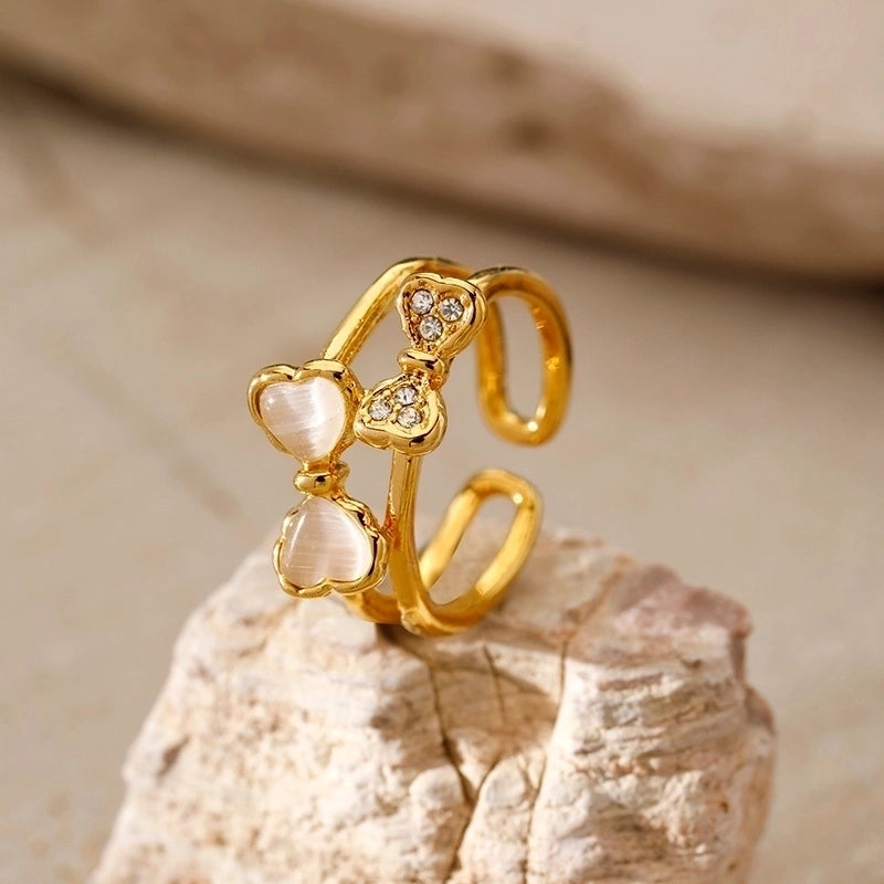 Vintage Style Minimalist Bow Knot 304 Stainless Steel 18K Gold Plated Stainless Steel Rings