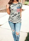 Camouflage Printed American Flag Pocket Tee