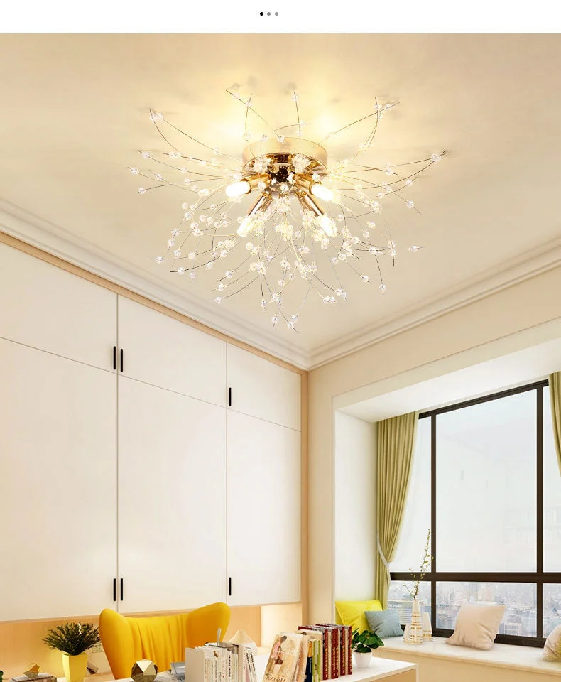 Bedroom Crystal Ceiling Lamp Dandelion Romantic Creative Lamp