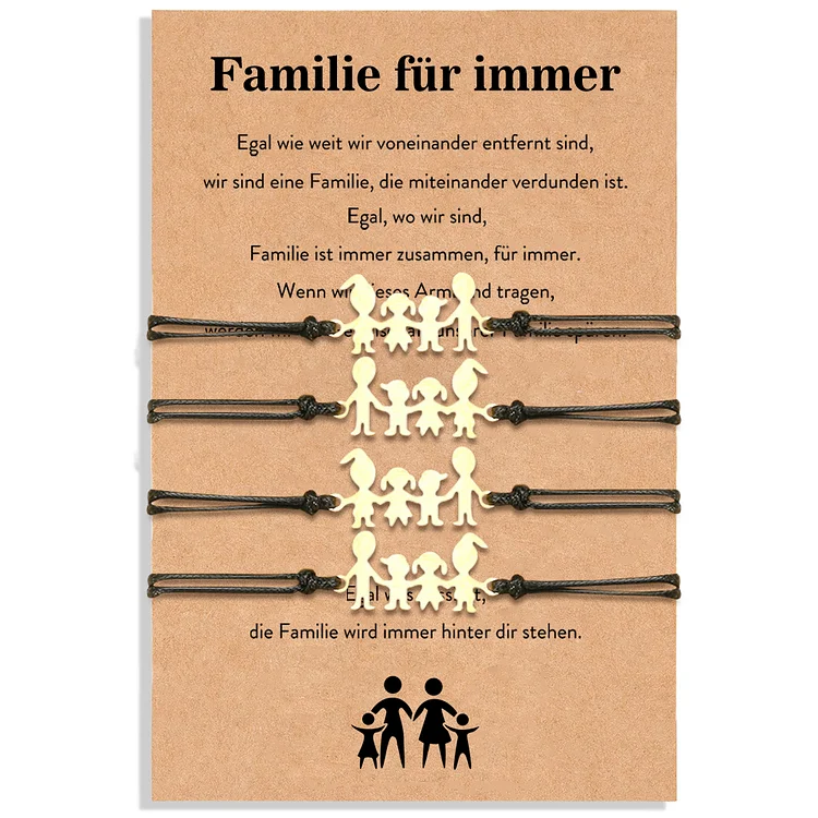 Kettenmachen Familie für immer Armbänder Set-Papa & Tochter & Sohn & Mama-Geschenk mit Nachrichtenkarte