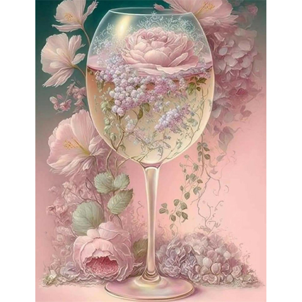 Flower Crystal Cup 30*40CM(Canvas) Full Round Drill Diamond Painting gbfke