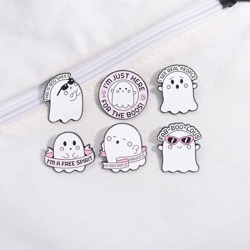 Cartoon Style Funny Cowboy Style Letter Ghost Alloy Stamping Stoving Varnish Plating Unisex Badge Brooches Collar Pin