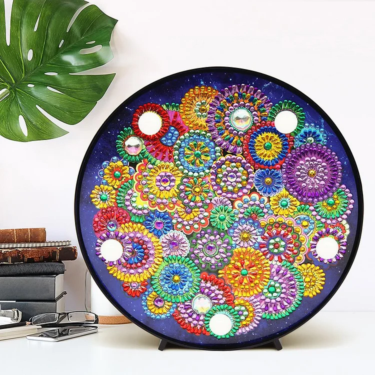 DIY Diamond Painting Desk Lamp Arts Crafts Flower Pattern Mosaic Christmas  Gifts