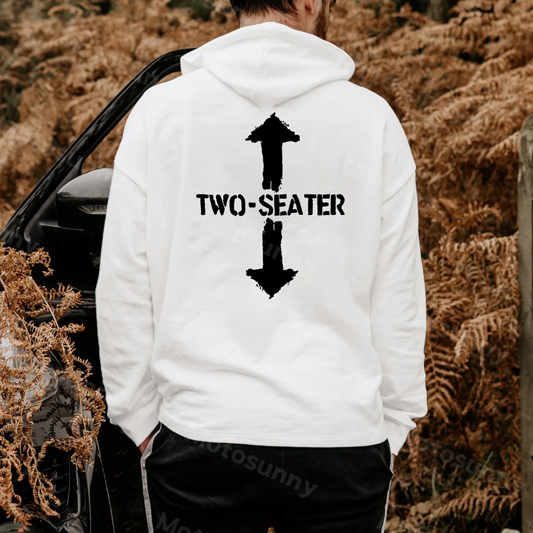 TWO-SEATER Arrow Casual Graphic White Print Hoodie