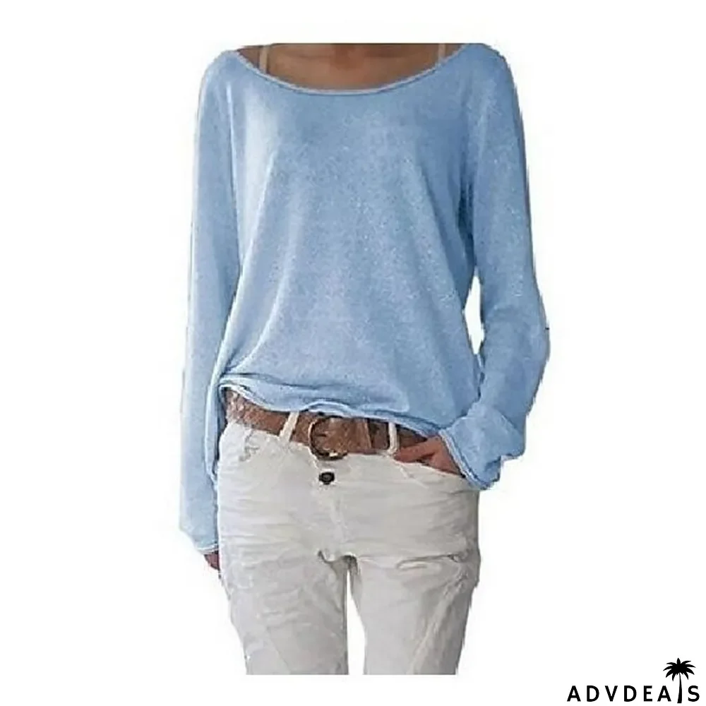 T shirt Tee Women's Light Blue Watermelon powder White Solid \/ Plain Color Basic Soft Daily S