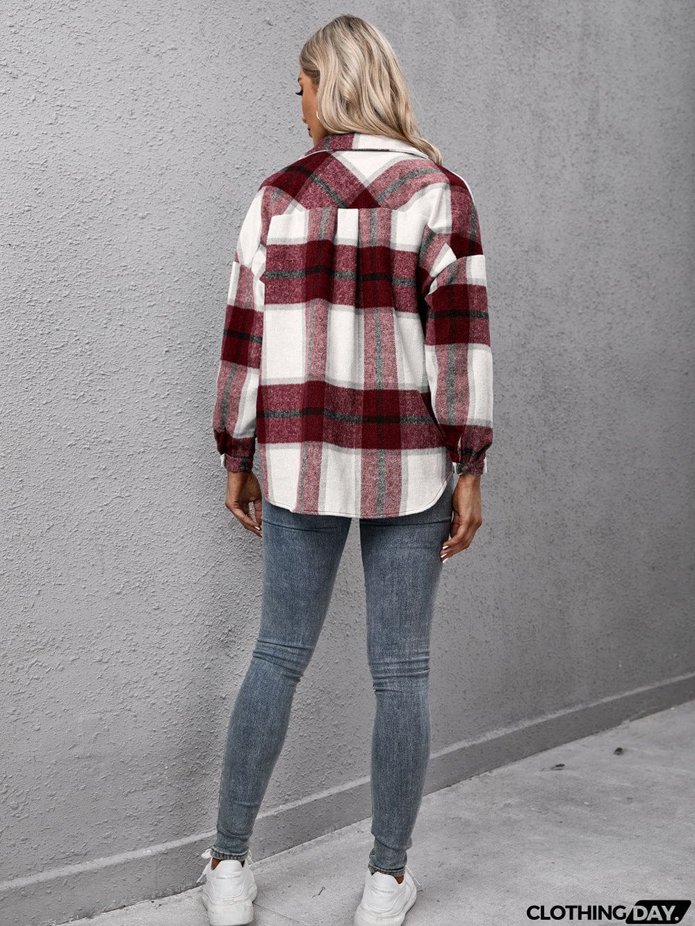 Plaid Long Sleeve Shirt Jacket