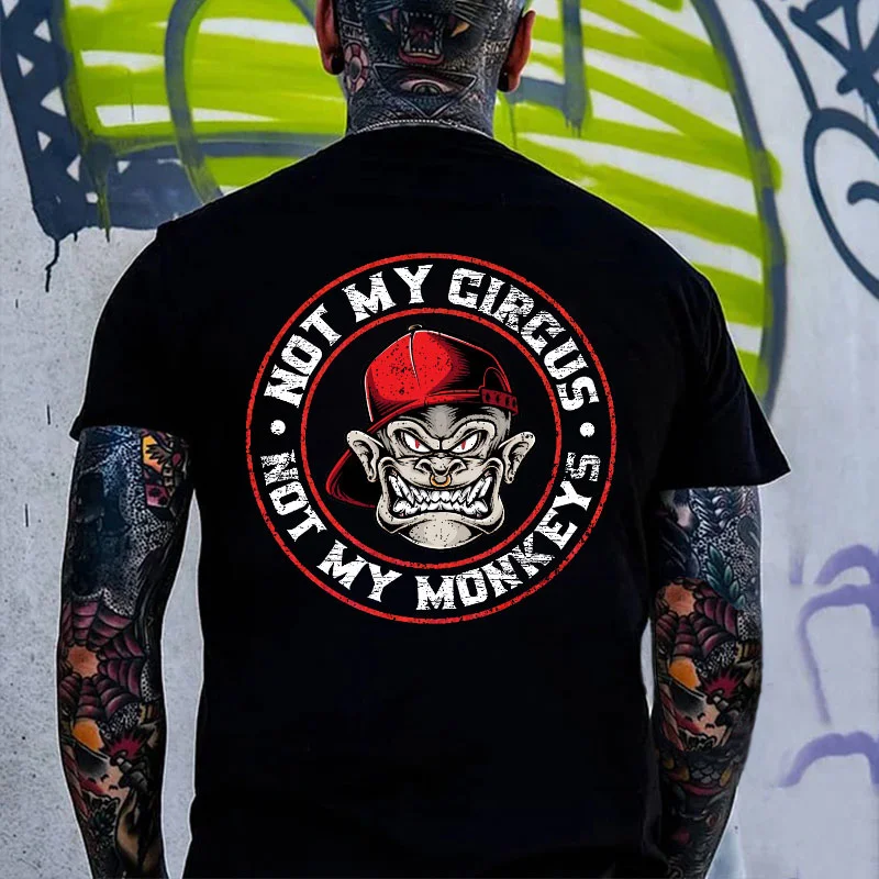 NOT MY CIRCUS Angry Monkey Black Print T-Shirt