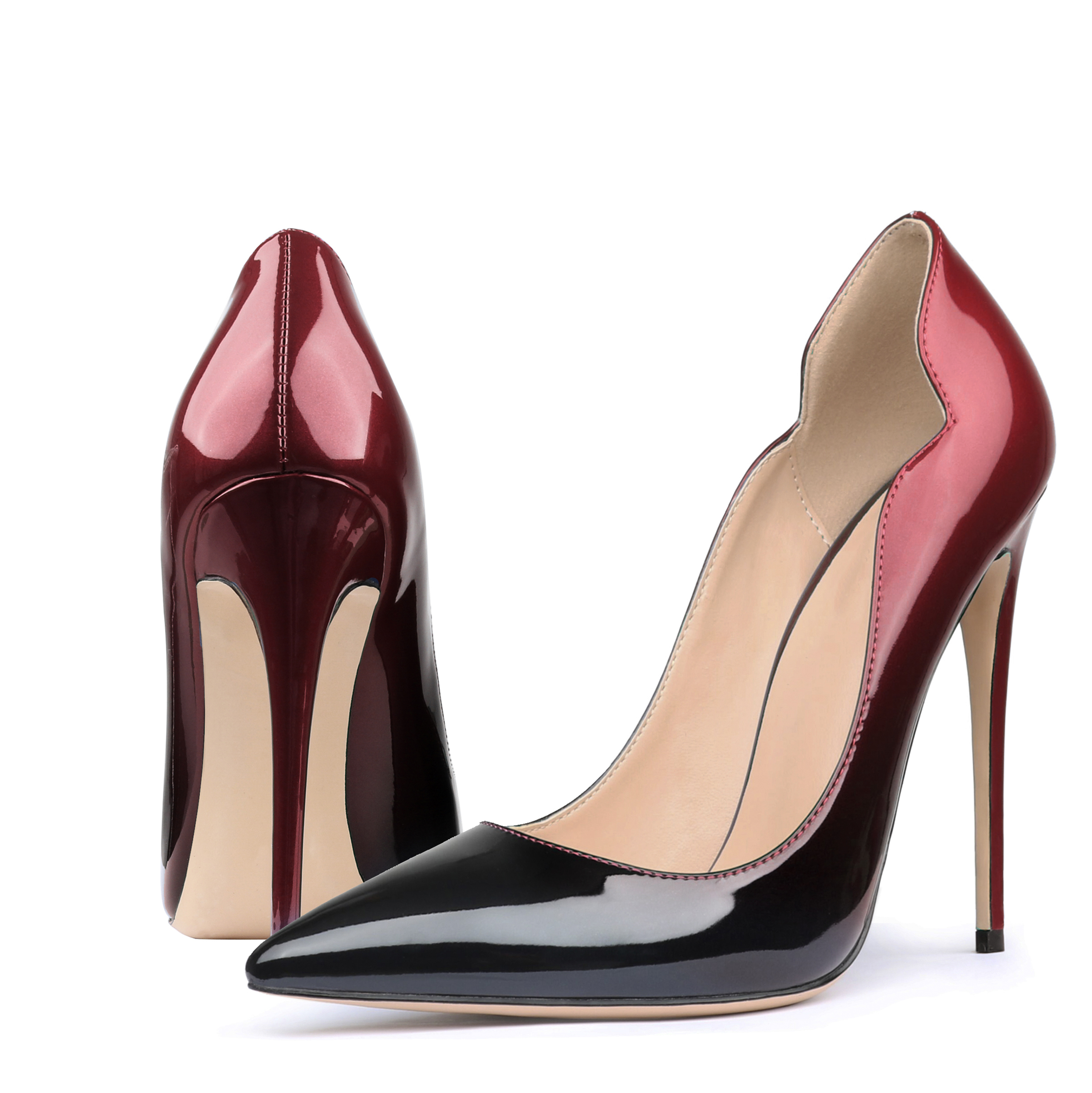 120mm Classic Women's Gradient High Heels Pointed Toe Fashion Patent Stiletto Pumps-MERUMOTE
