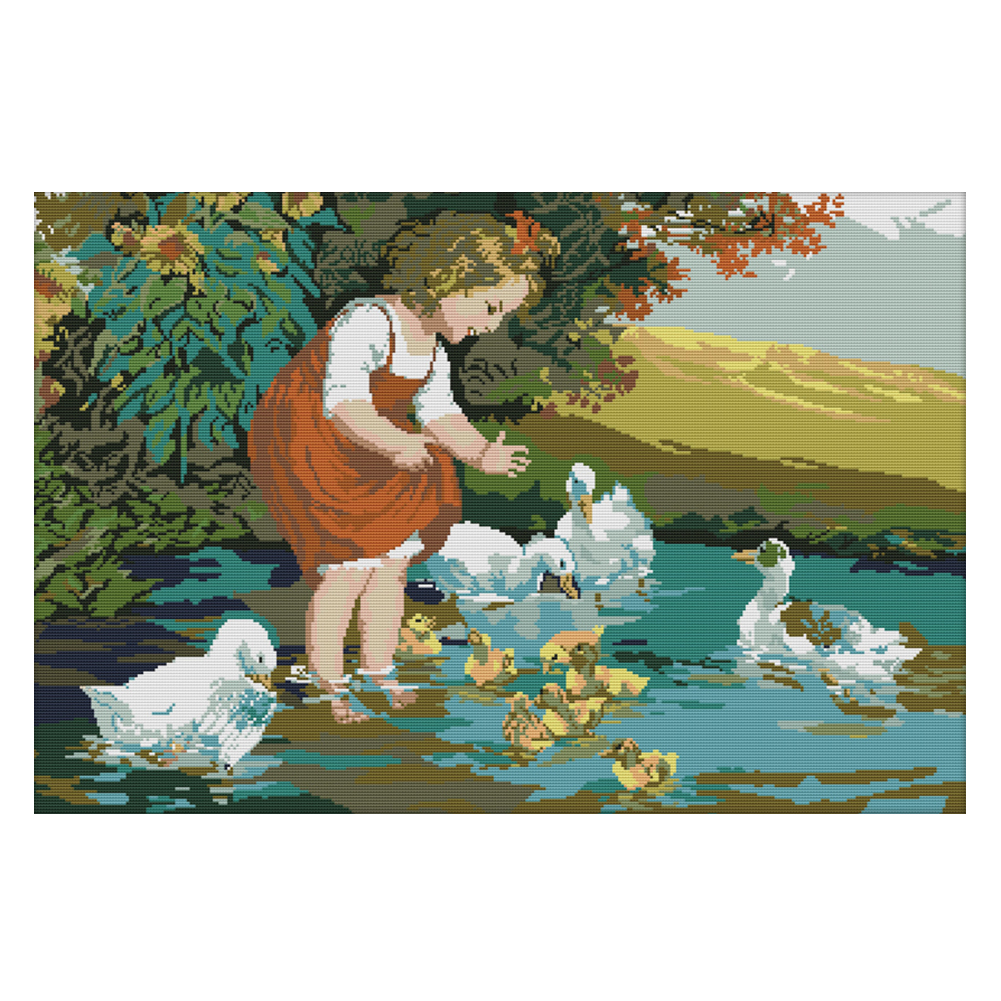 

Splash Girl - 14CT Stamped Cross Stitch - 67*48CM, 501 Original