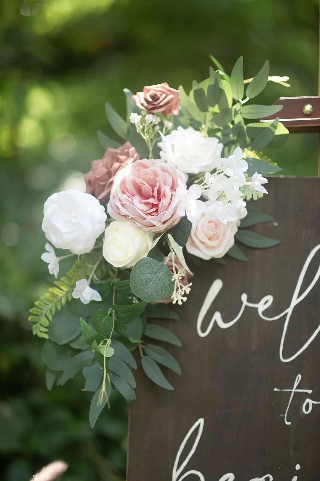 Welcome Sign Floral Decor in Dusty Rose & Cream