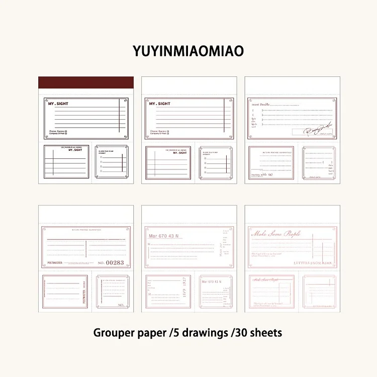 JOURNALSAY 30Sheets Simple Writing Message Tearable Memo Pad Vintage Border DIY Journal