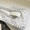 Polka Dot Nylon Storage Shoulder Bag with Key Ring Expandable Keychain Tote Bag Large Capacity Stylish Foldable Tote Handbag for Shopping Travel Commute