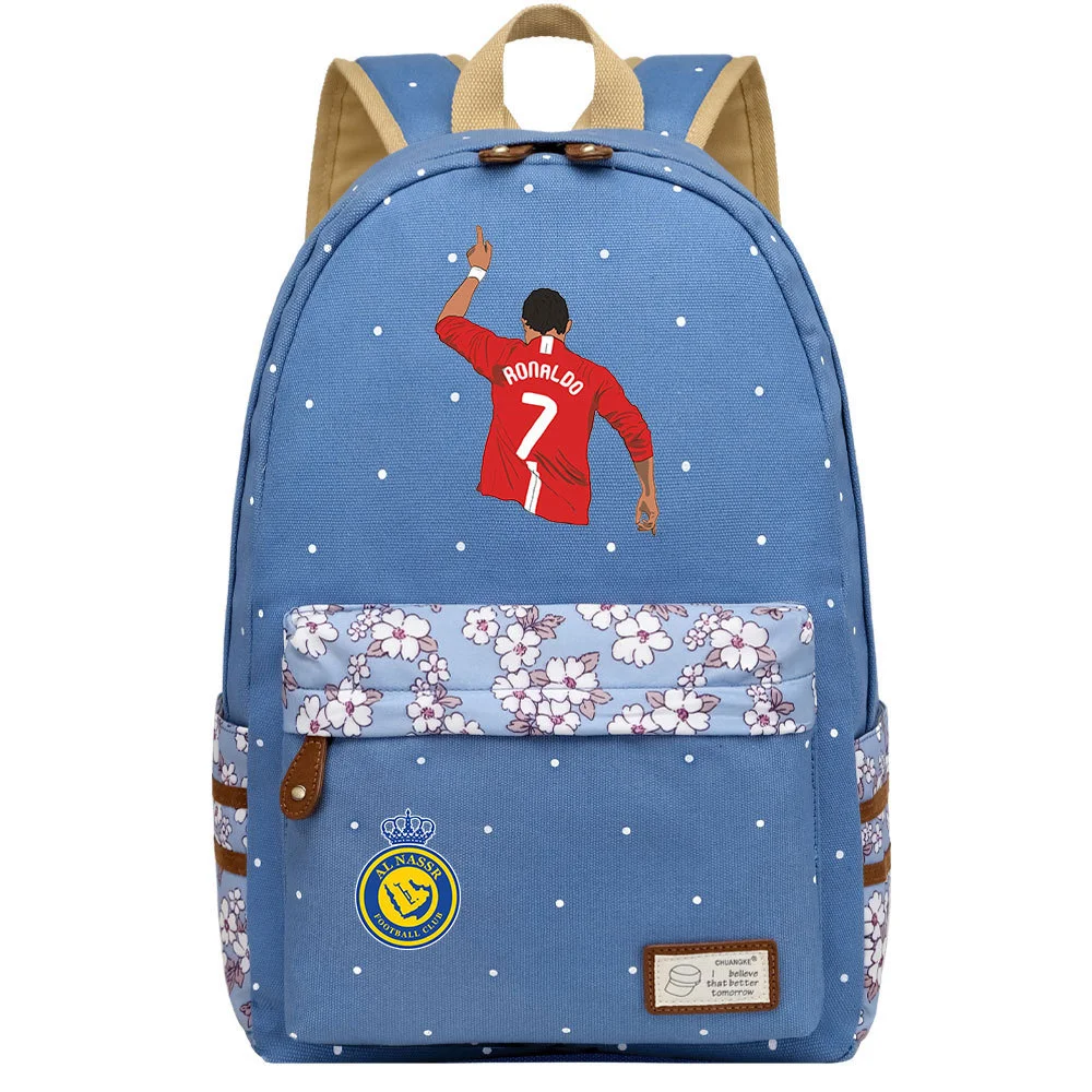 Buzzdaisy Cristiano Ronaldo Backpack - Stylish & Spacious Schoolbag with Double Side Pockets for Leisure Travel