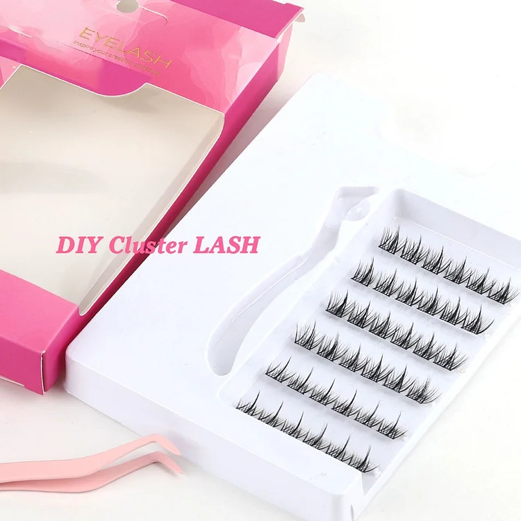 DIY Wispy Cluster Lashes C/D Curl 0.07mm, 8&ndash;18mm Natural Long, Small Box 3 Rows, Handmade Lash Extension Kit