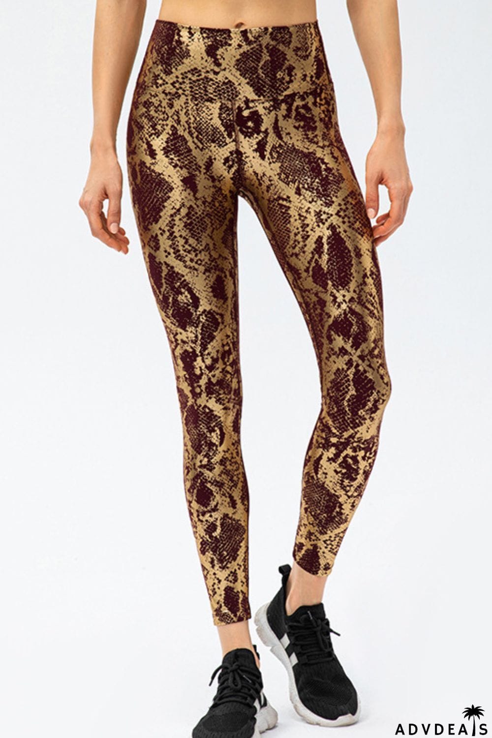 Animal Print Slim Fit Wide Waistband Long Sports Pants