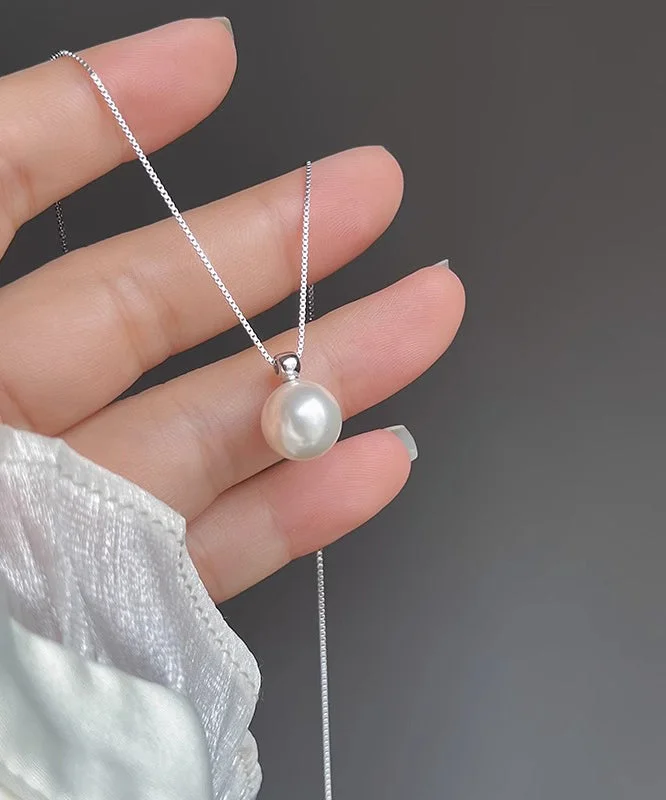 Brief Silk Stainless Steel Pearl Pendant Necklace